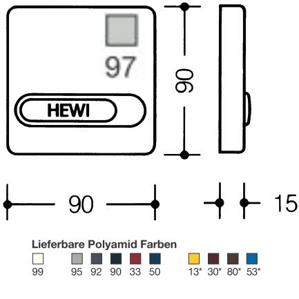 HEWI 685.1.11 97 Polyamid Klingelplatte mit beleuchteten Namenschild lichtgrau